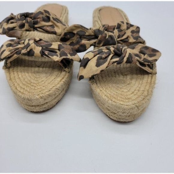 Loeffler Randall Leopard bow tie strappy espadrille sandals Size 10 - Picture 6 of 8